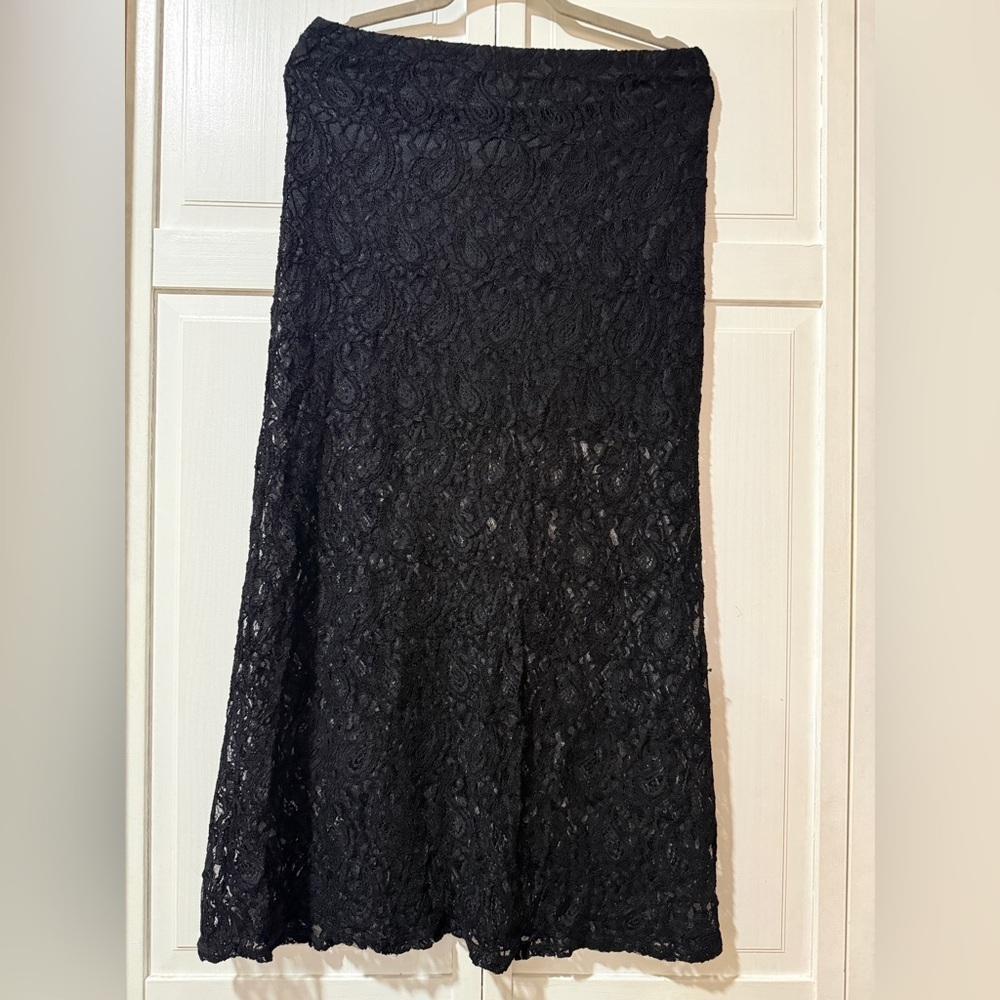 Wet Seal Black Lace Maxi Skirt - Feminine A-Line